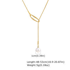 Hollow out geometric imitation pearl pendant lariat necklace stainless steel necklace