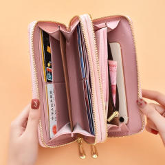 Long Women's Wallet Bright Leather Double Zipper Large Capacity Mobile Phone Bag