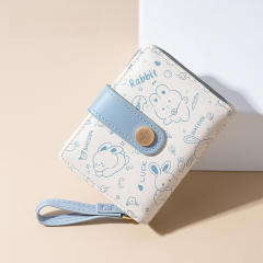 Cute bunny women's wallet girls' wallet short zipper texture student card holder