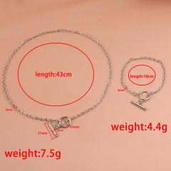 Personalized Geometric chain Necklace diy stainless steel bracelet toggle chain