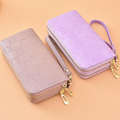 Long Women's Wallet Bright Leather Double Zipper Large Capacity Mobile Phone Bag