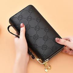 Long Women's Wallet Bright Leather Double Zipper Large Capacity Mobile Phone Bag