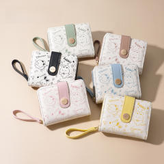 Cute bunny women's wallet girls' wallet short zipper texture student card holder