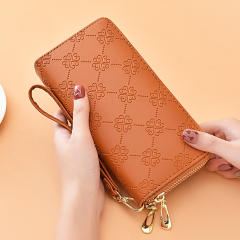 Long Women's Wallet Bright Leather Double Zipper Large Capacity Mobile Phone Bag