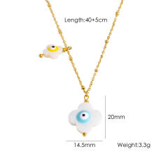 Summer new shell flower evil eye stainless steel necklace pendant necklace