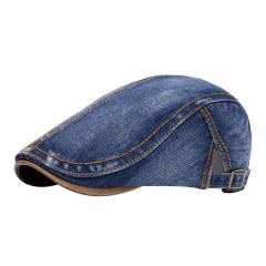 Amazon New Washed Denim Hat Men's Light Plate Forward Cap British Cap Women's Beret Octagonal Cap