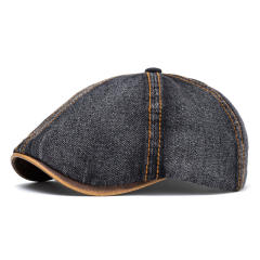 Amazon New Washed Denim Hat Men's Light Plate Forward Cap British Cap Women's Beret Octagonal Cap