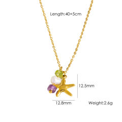 Summer new shell flower evil eye stainless steel necklace pendant necklace