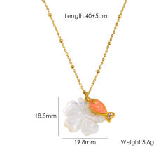 Summer new shell flower evil eye stainless steel necklace pendant necklace