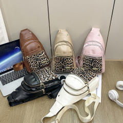 Summer leopard grain patter matching PU leather sling bag chest bag