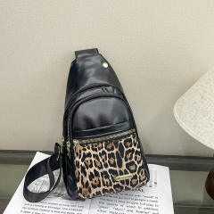 Summer leopard grain patter matching PU leather sling bag chest bag