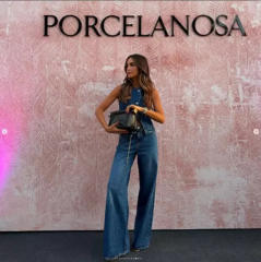 Amazon United States025 spring summer women's sleeveless vest fashion wide leg Denim suit