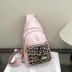 Summer leopard grain patter matching PU leather sling bag chest bag