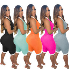 European American New Fashion Women's Sexy V-neck Halter Top Thread Pit Contrast Color suit