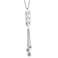 Delicate long tassel zircon titanium steel clavicle chain Women's stainless steel necklace