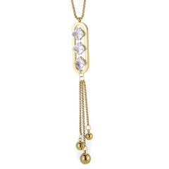 Delicate long tassel zircon titanium steel clavicle chain Women's stainless steel necklace