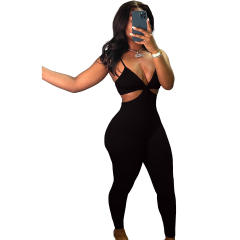 Women's Fashion Sexy Backless Strap Solid Color Casual Jumpsuit Spot