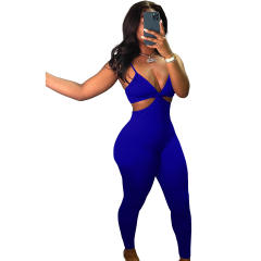 Women's Fashion Sexy Backless Strap Solid Color Casual Jumpsuit Spot
