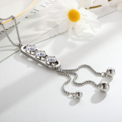 Delicate long tassel zircon titanium steel clavicle chain Women's stainless steel necklace