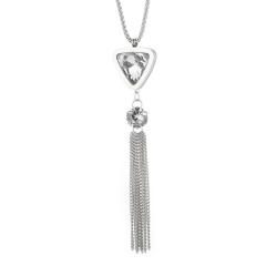 Delicate long tassel zircon titanium steel clavicle chain Women's stainless steel necklace