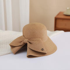 Sunscreen Straw Hat Summer Travel All-match Bow Open Eaves Sunshade bucket hat