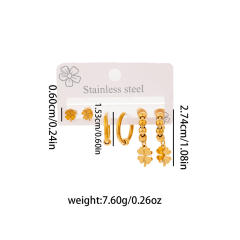 Classic gold color clover bead earrings set stainless steel earrings