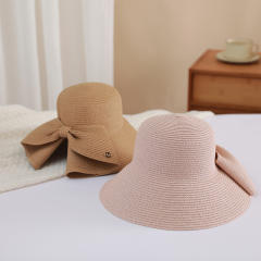 Sunscreen Straw Hat Summer Travel All-match Bow Open Eaves Sunshade bucket hat
