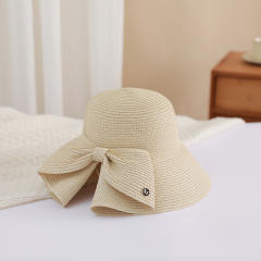 Sunscreen Straw Hat Summer Travel All-match Bow Open Eaves Sunshade bucket hat