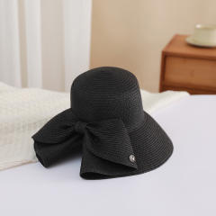 Sunscreen Straw Hat Summer Travel All-match Bow Open Eaves Sunshade bucket hat