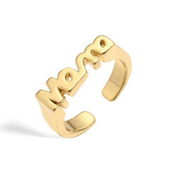 Concise diamond mama letter gold plated copper adjustable rings