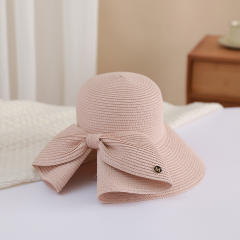 Sunscreen Straw Hat Summer Travel All-match Bow Open Eaves Sunshade bucket hat