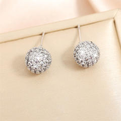 Inlaid Zircon Cold Style High-grade Golden Earrings for Women ball bead earrings