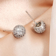 Inlaid Zircon Cold Style High-grade Golden Earrings for Women ball bead earrings