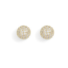 Inlaid Zircon Cold Style High-grade Golden Earrings for Women ball bead earrings