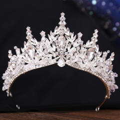 Handmade colorful rhinestone setting alloy hair crown for wedding