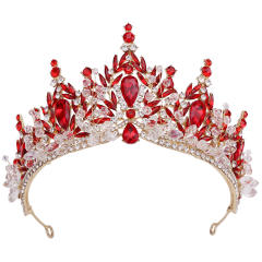 Handmade colorful rhinestone setting alloy hair crown for wedding