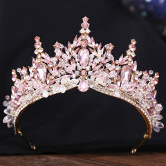Handmade colorful rhinestone setting alloy hair crown for wedding