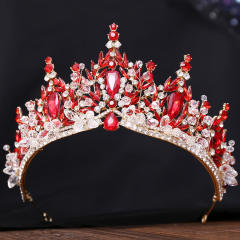 Handmade colorful rhinestone setting alloy hair crown for wedding