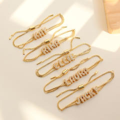 Hot sale diamond bubble letter initial letter DIY copper bracelet