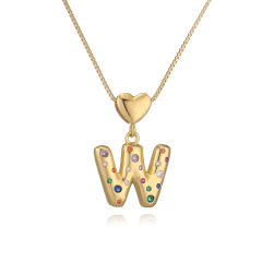 Hot copper plated 18K gold set zircon 26 English letter initial pendant necklace