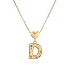 Hot copper plated 18K gold set zircon 26 English letter initial pendant necklace