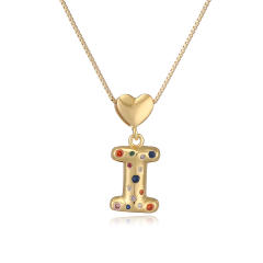Hot copper plated 18K gold set zircon 26 English letter initial pendant necklace