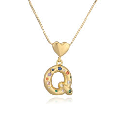Hot copper plated 18K gold set zircon 26 English letter initial pendant necklace
