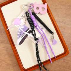 Purple color mini Canvas Shoes Hanging Letter B Love Lollipop Bag Pendant Keychain