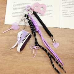 Purple color mini Canvas Shoes Hanging Letter B Love Lollipop Bag Pendant Keychain