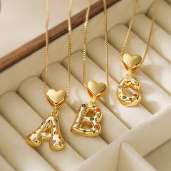 Hot copper plated 18K gold set zircon 26 English letter initial pendant necklace