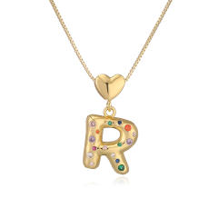 Hot copper plated 18K gold set zircon 26 English letter initial pendant necklace
