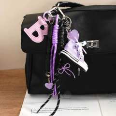 Purple color mini Canvas Shoes Hanging Letter B Love Lollipop Bag Pendant Keychain