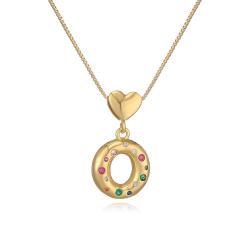 Hot copper plated 18K gold set zircon 26 English letter initial pendant necklace