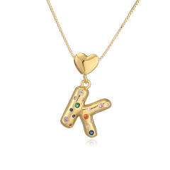 Hot copper plated 18K gold set zircon 26 English letter initial pendant necklace